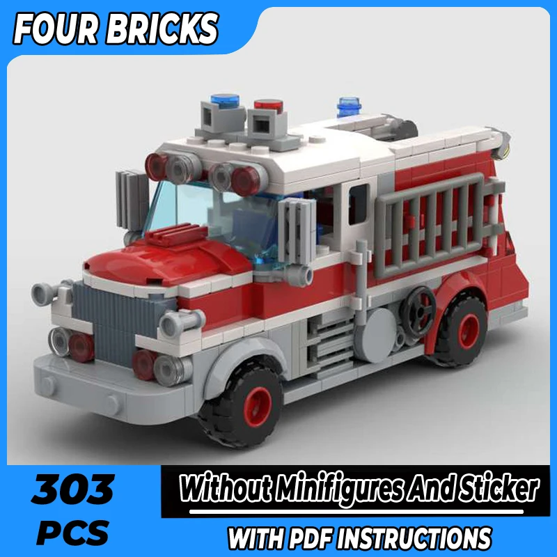 

Moc Building Bricks City Car Model Forest Service Fire Truck Technology Modular Blocks Gifts Toys For Children DIY Sets Assembly
