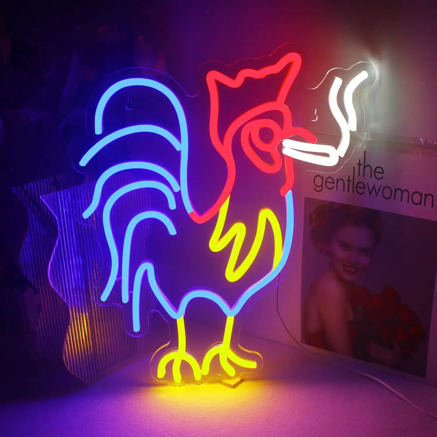 

LED Rooster Chicken Neon Sign Neon Lightsfor Wall Decor Animal Preppy Lights Room Decor Birthday Party Gift Decoration Aesthetic