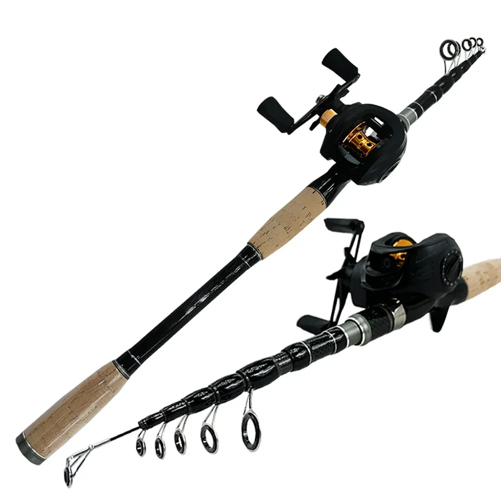 

2.7m 3m Portable Telescopic Fishing Rods Combo Carbon Fiber Fishing Pole and 5.2:1 Reel Set Travel Lure Rod Fast Carp 7 Section