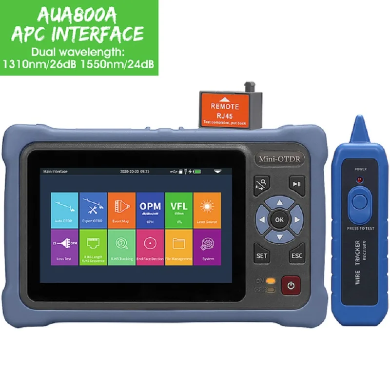 OTDR Fiber Optic Reflectometer, Touch Screen, VFL, OLS, OPM, Event Map, Ethernet Cable Tester, 1310, 1550nm, 26, 24dB
OTDR Fiber Optic Reflectometer, Touch Screen, VFL, OLS, OPM, Event Map, Ethernet Cable Tester, 1310, 1550nm, 26, 24dB
