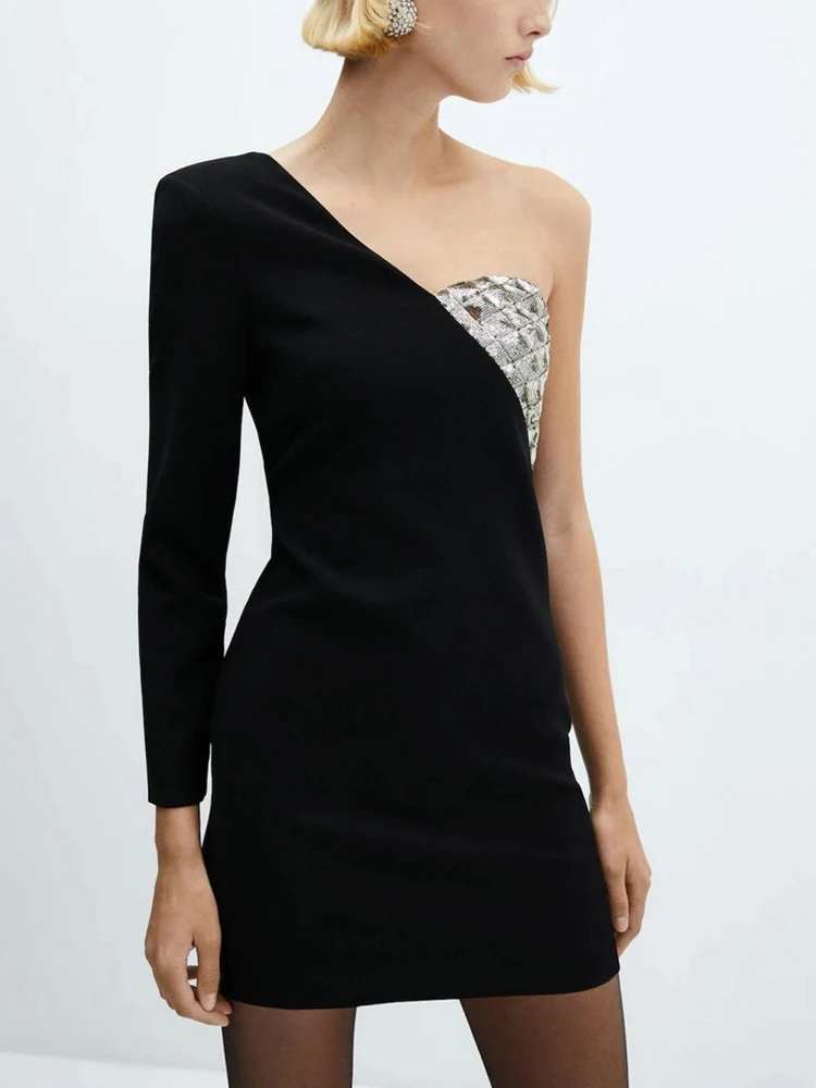 Летнее элегантное блестящее платье в стиле пэчворк с блестками, асимметричное женское облегающее платье с рукавом до запястья, женское мини-платье Y2K, весна 2024 
Летнее элегантное блестящее платье в стиле пэчворк с блестками, асимметричное женское облегающее платье с рукавом до запястья, женское мини-платье Y2K, весна 2024