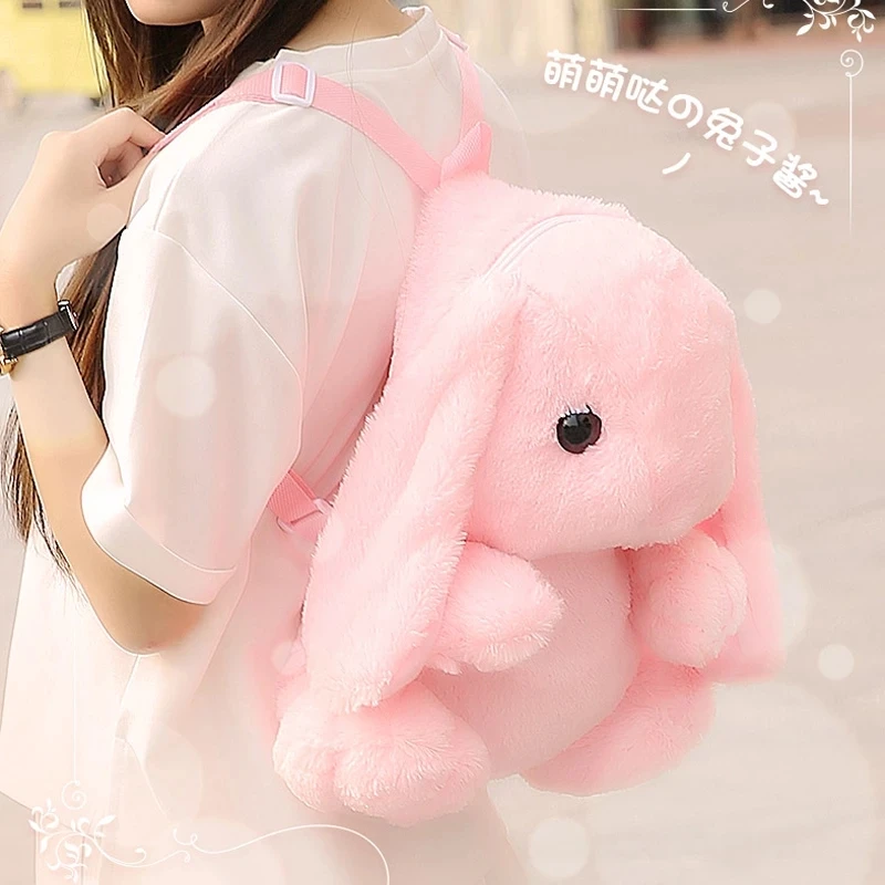 

Cute Furry Rabbit Plush Doll Backpack Stuffed Kids Animal Backpack Lolita Rabbit Plush Doll Bag Long Ear Bunny Plushie s