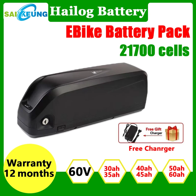 

Hailong Max 60v Electric Bike 20 30ah 40 50 60ah Batterie Velo Bateria Para Bicicleta Electrica 250W-3000w 21700 Lithium Battery