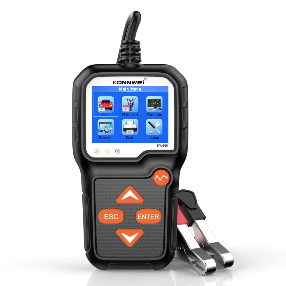 T50 KW650 Car Motorcycle Battery Tester 12V 6V Battery System Analyzer 2000CCA Charging Cranking Test Tools for the Car
T50 KW650 Car Motorcycle Battery Tester 12V 6V Battery System Analyzer 2000CCA Charging Cranking Test Tools for the Car