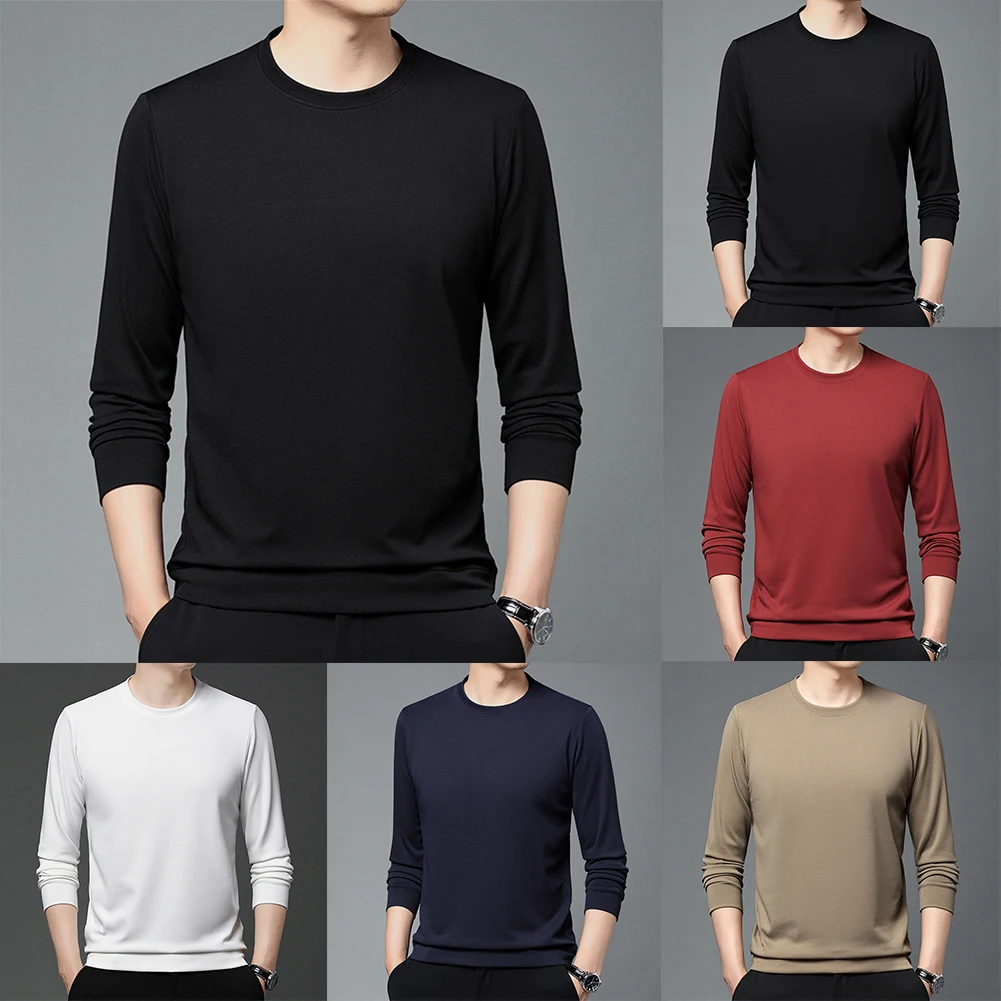 Men Long Sleeve Crew Neck T-shirt Solid Color Top Tee Sweatshirt Pullover Casual Slight Stretch Men Clothing
Men Long Sleeve Crew Neck T-shirt Solid Color Top Tee Sweatshirt Pullover Casual Slight Stretch Men Clothing