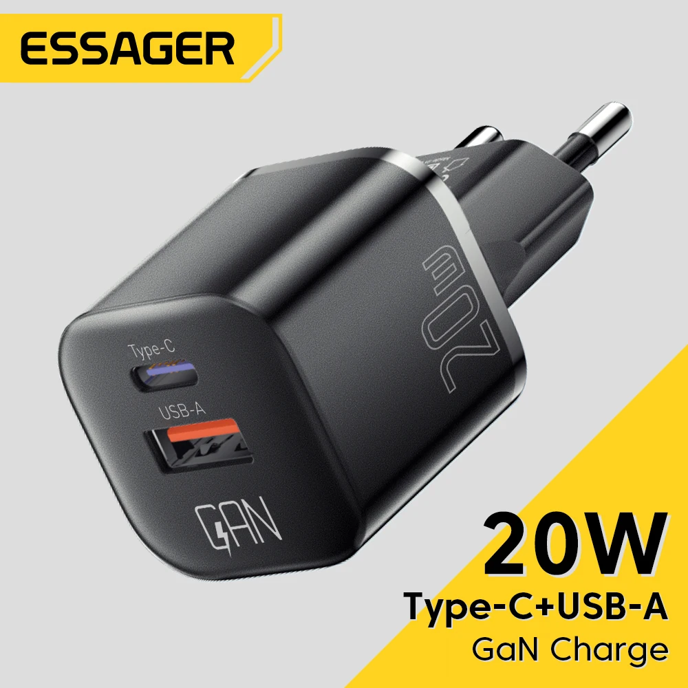 

Essager 20W GaN USB Type C Charger PD Fast Charge Phone QC 3.0 Quick Chargers For iPhone 14 13 12 11 Pro Max Mini iPad Charging