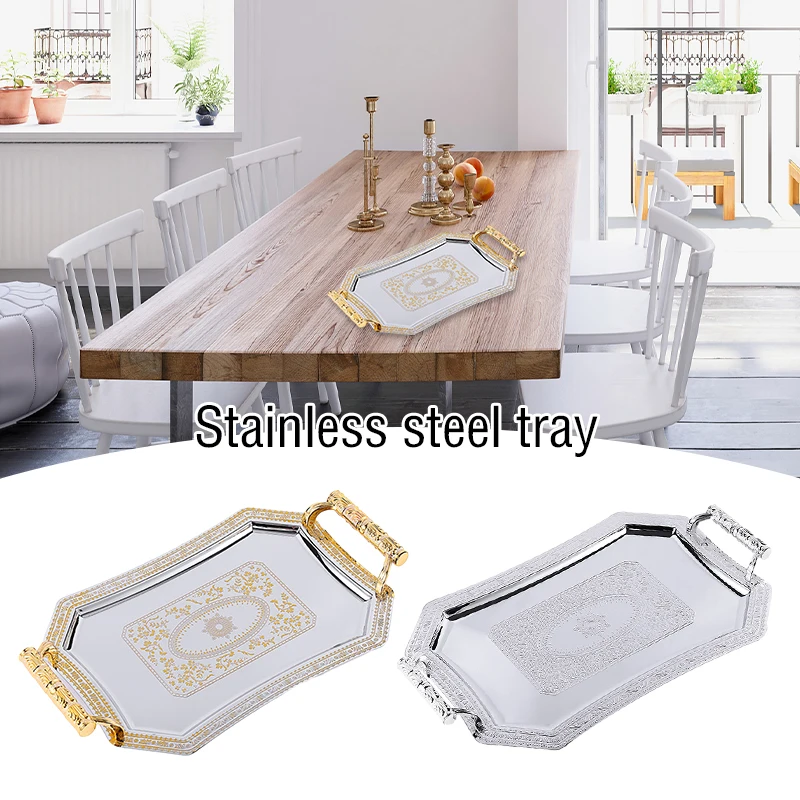 

Golden/silver Color Food Container Food Makeup Tools Tray Stainless Steel Butter Dish Box Serving Tray Hotel Bathroom Supplies