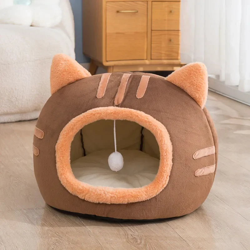 

New Deep Sleep In Winter Cat Bed Iittle Mat Basket Comfort Small Dog House Products Pets Tent Cozy Cave Nest Indoor