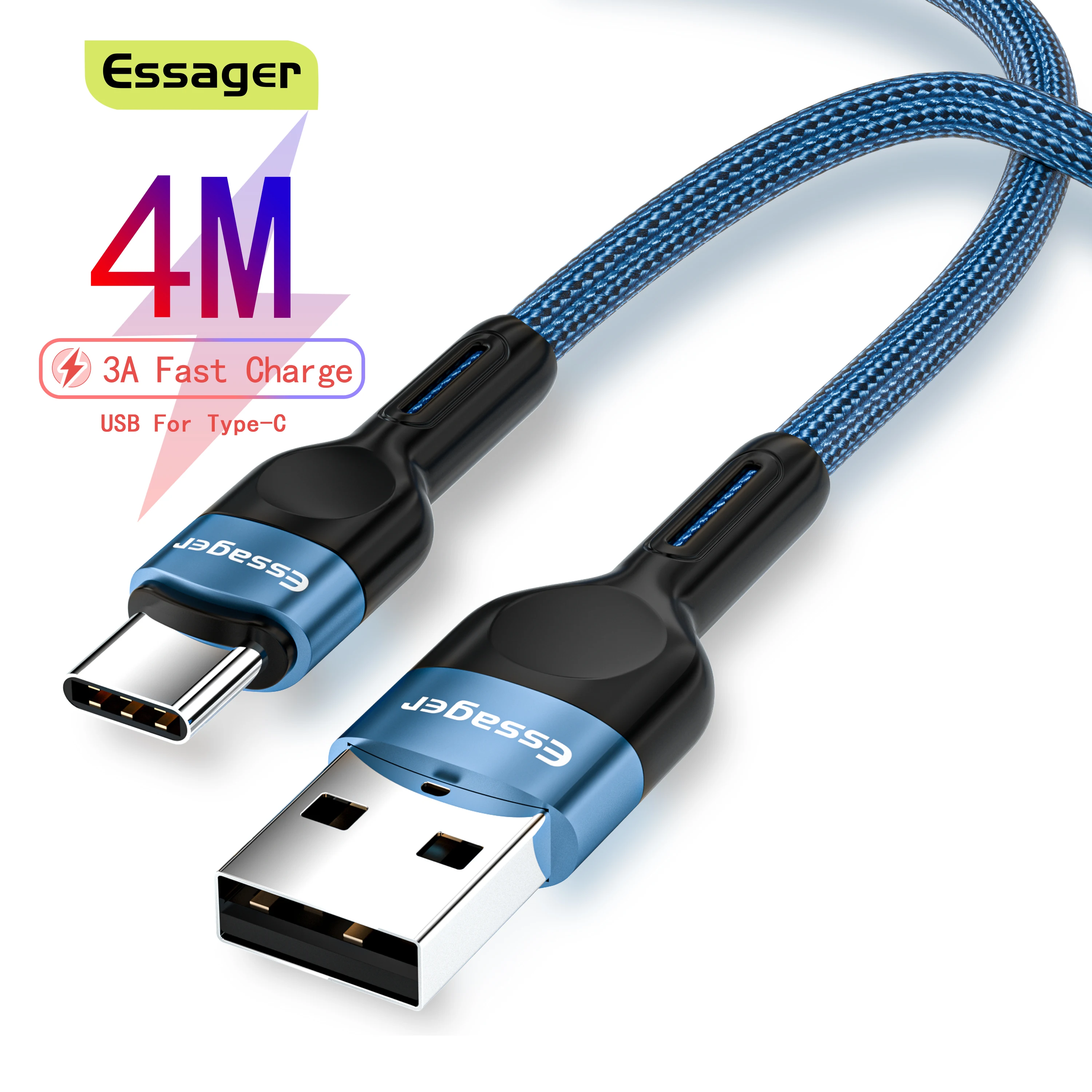 Фото Кабель зарядный Essager USB Type-C с поддержкой быстрой зарядки 3 А | Мобильные телефоны и