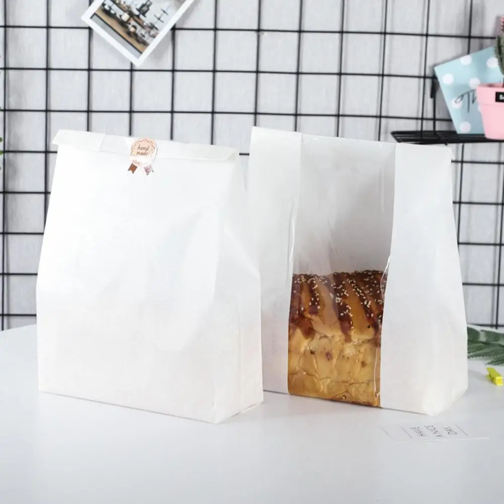 

Window Bread Bags 50pcs Food-grade Kraft Paper Bread Bags with Window for Bakery Durable Packaging Bags for Bread Eco-friendly
