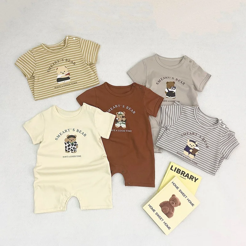 

Baby Romper 0-24Months Newborn Boy Girl Short Sleeve O-Neck Striped Cotton Jumpsuit Playsuit Outfits Summer Clothes