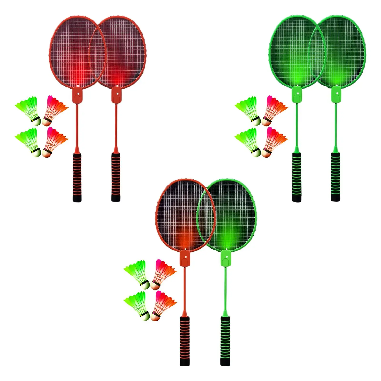 

2Pcs Badminton Racquet Set Luminous Badminton Rackets Parentchild Interactive Toys for Beach Lawn Outdoor Sports Exercise