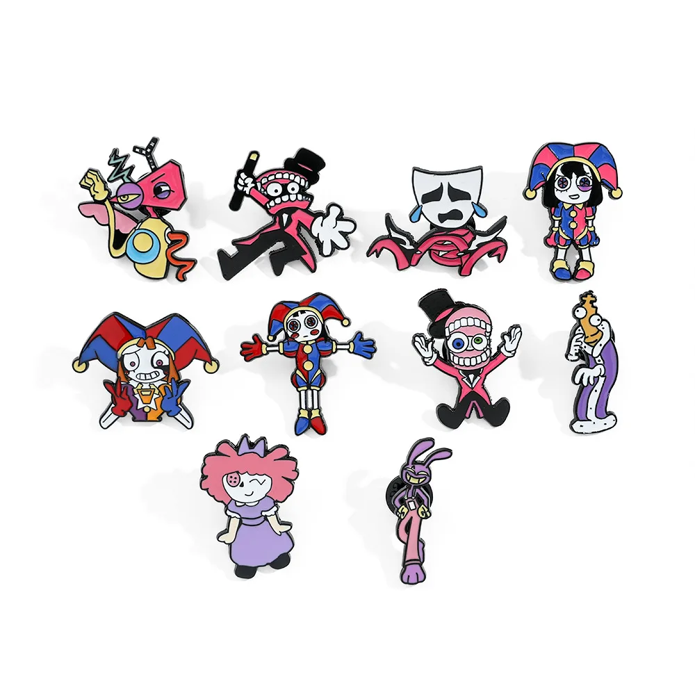 

20PCS The Amazing Digital Circus Brooches Cartoon Pomni Jax Enamel Lapel Pins Circus Theater Metal Badges Backpack Accessories