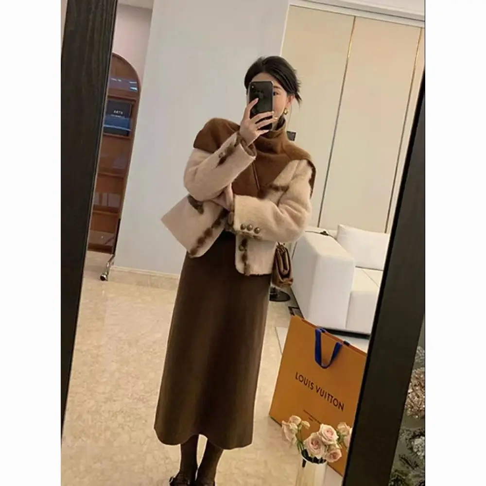 Quilted Thickened Elegant Women's Suit Jacket Skirt Set 2023 New Apricot High Sense Thick Suit Coat Top Long Skirt Two-piece Set
Quilted Thickened Elegant Women's Suit Jacket Skirt Set 2023 New Apricot High Sense Thick Suit Coat Top Long Skirt Two-piece Set