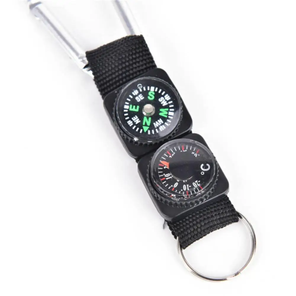 

Multifunction 3 In 1 Mini Carabiner Keychain Compass Thermometer Camping Climbing Hiking Hanger Key Ring Carabiner Survival Tool