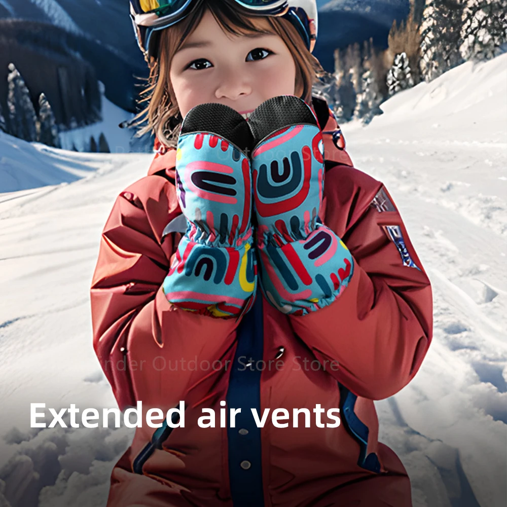

Детские лыжные перчатки, Детские ветрозащитные водонепроницаемые плотные варежки, зимние теплые перчатки для катания на лыжах, езды на открытом воздухе, спорта, сноуборда, снега