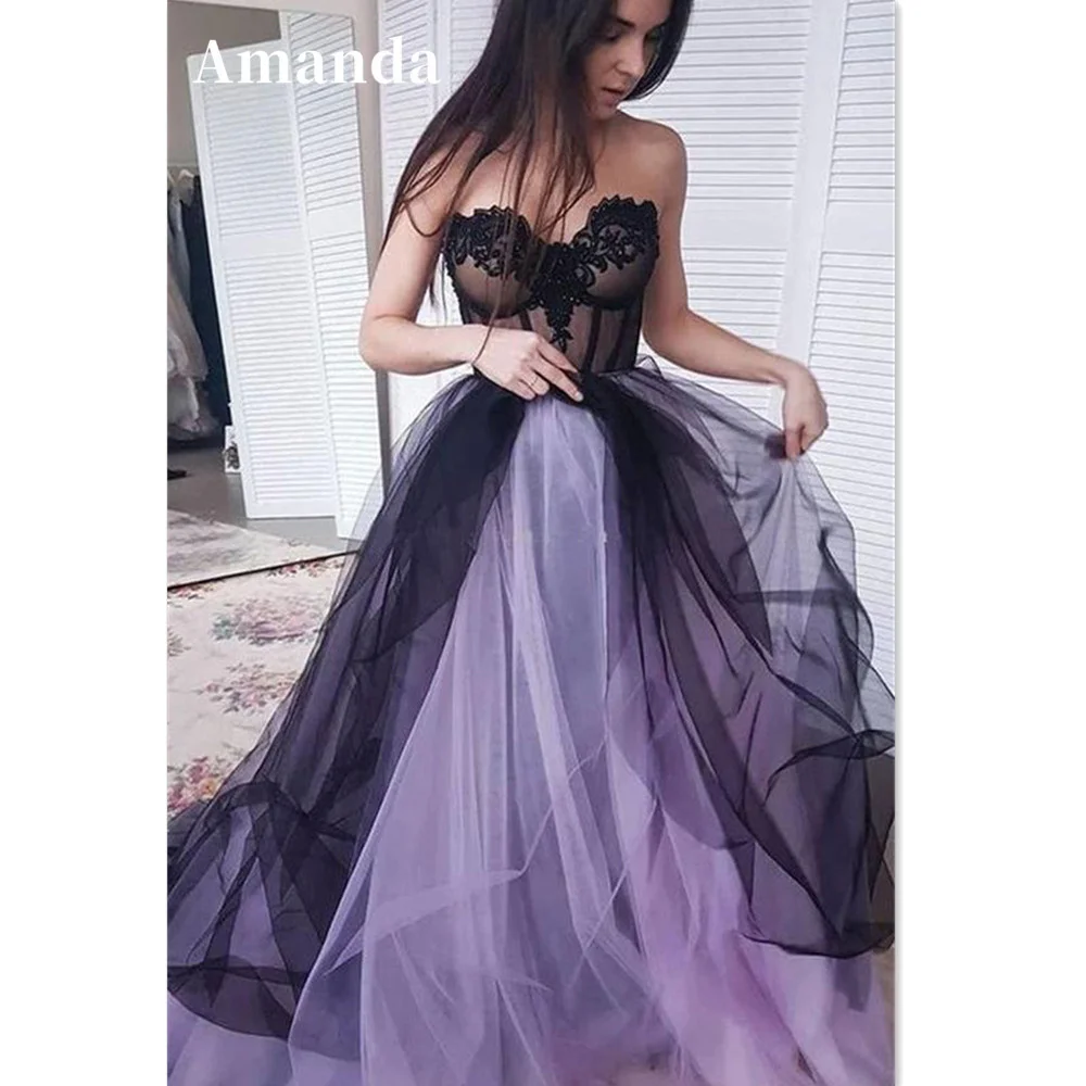 Amanda Gothic A-line Prom Dress 2023 فستان سهرة Strapless Vestido De Novia Black Purple Prom Gown Tulle Sleeveless Party Dress
Amanda Gothic A-line Prom Dress 2023 فستان سهرة Strapless Vestido De Novia Black Purple Prom Gown Tulle Sleeveless Party Dress