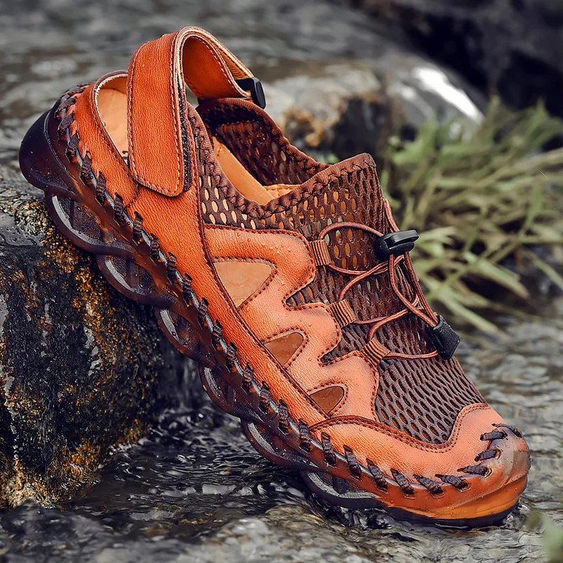 Summer Leather Men Sandals Fashion Roman Sandals Handmade Mesh Mens Casual Shoes Outdoor Men's Beach Sandal Sandalias Hombre
Summer Leather Men Sandals Fashion Roman Sandals Handmade Mesh Mens Casual Shoes Outdoor Men's Beach Sandal Sandalias Hombre
