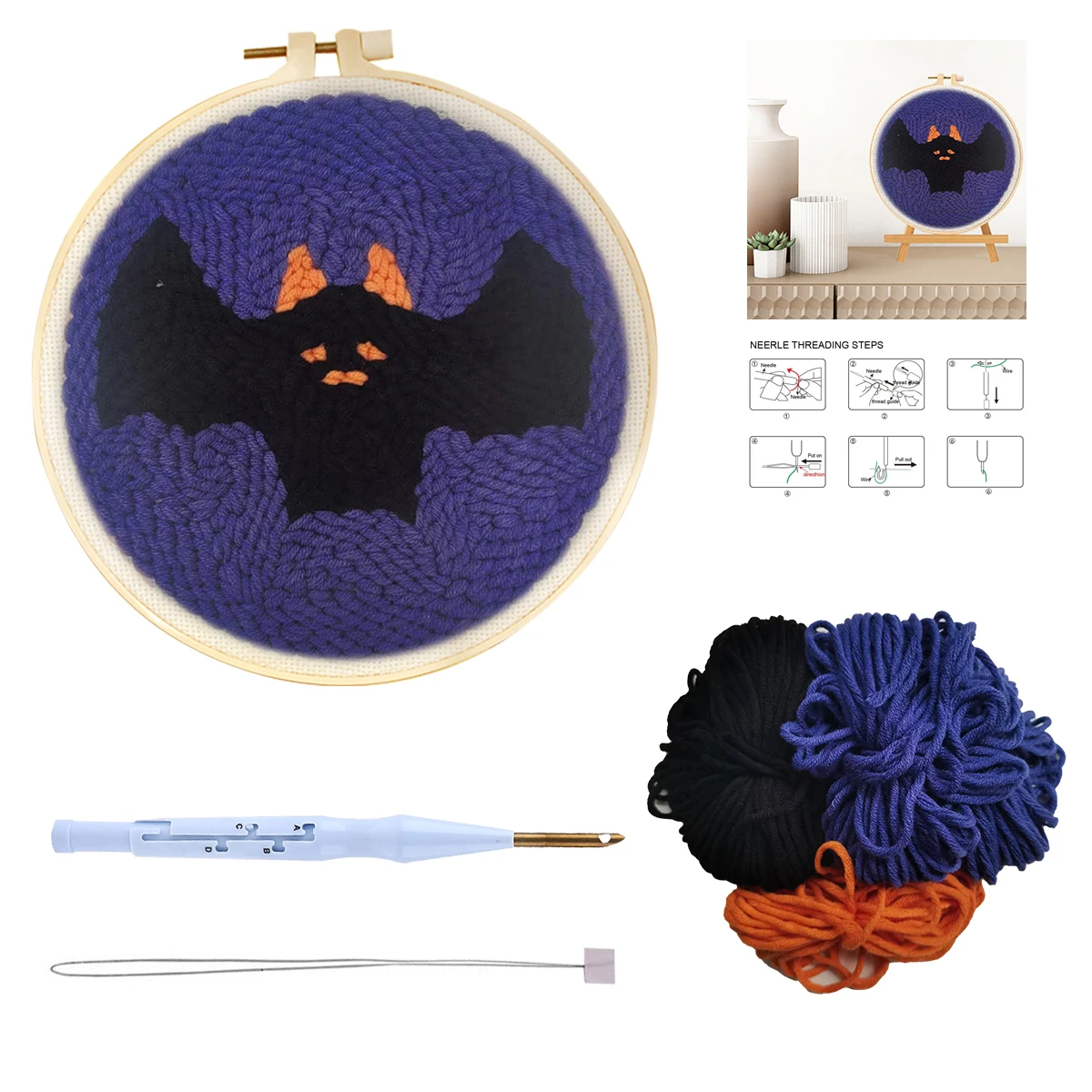 Ruopoty Bat Punch Needle Starter Kit Animals Punch Needle Kits Threader Fabric Embroidery Hoop Yarn Rug Punch Needle For
Ruopoty Bat Punch Needle Starter Kit Animals Punch Needle Kits Threader Fabric Embroidery Hoop Yarn Rug Punch Needle For