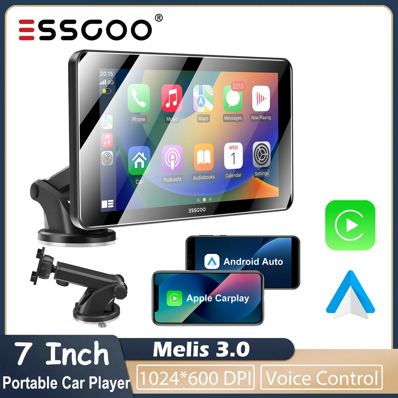 ESSGOO 7 inch Wireless Carplay Dashboard Monitor Portable Car Radio Automotive Multimedia Player Android Auto MirrorLink AUX BT5
ESSGOO 7 inch Wireless Carplay Dashboard Monitor Portable Car Radio Automotive Multimedia Player Android Auto MirrorLink AUX BT5