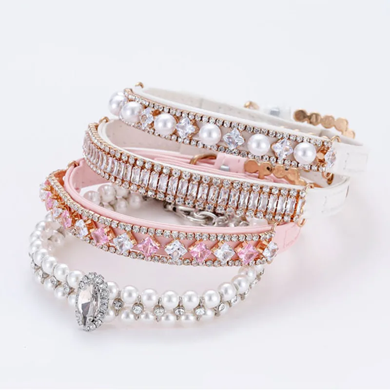 Dog Cat Pearl Collars with Crystal Rhinestone Pearl Cat Necklace Adjustable PU Leather Neck Strap for Small Dogs Cat Accessories
Dog Cat Pearl Collars with Crystal Rhinestone Pearl Cat Necklace Adjustable PU Leather Neck Strap for Small Dogs Cat Accessories