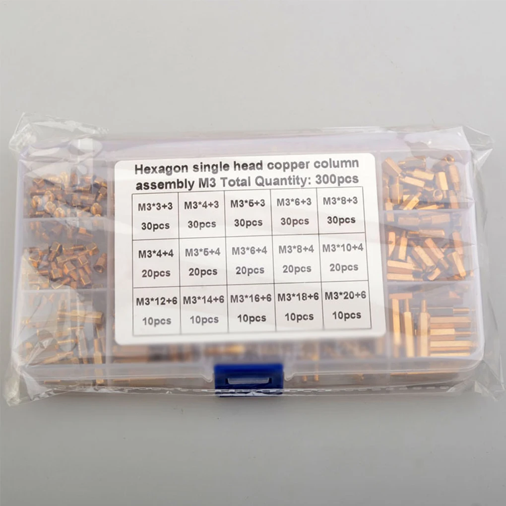 

300Pcs M2 M3 M.4 Solid Brass Standoff Pillar Lightweight PCB Board Hex Waterproof Spacer Column Screw Nut Assortment Kit