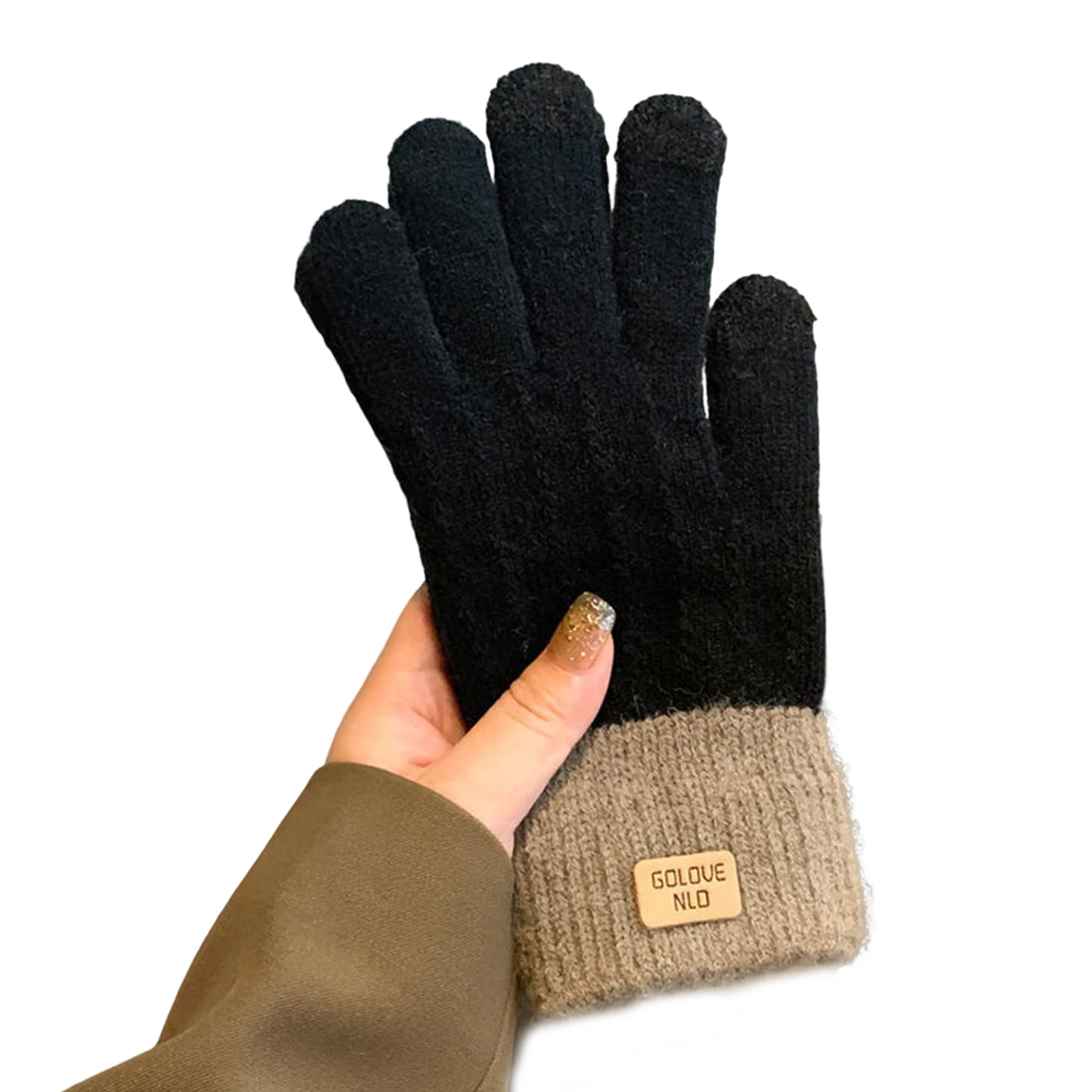 

Women's Cable Knit Gloves Windproof Solid Color with Touchscreen Texting Gloves for Cold Weather Protect Hands