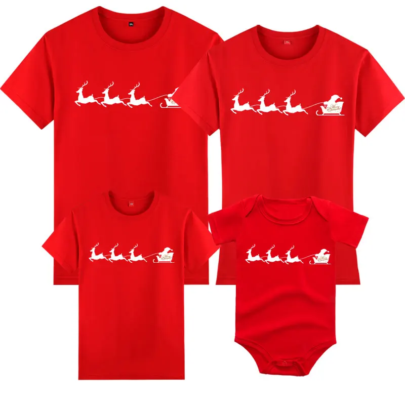 New Year Adult Kids T-shirt Baby Romper Short Sleeve Cotton Cartoon Print Christmas Family Matching Outfits Mom And Me Clothes
New Year Adult Kids T-shirt Baby Romper Short Sleeve Cotton Cartoon Print Christmas Family Matching Outfits Mom And Me Clothes