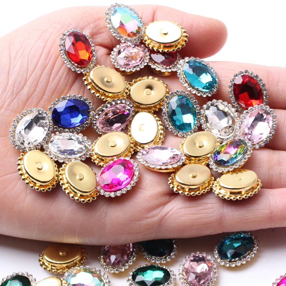 

10x14mm 40pcs Oval High Quality Glass Rhinestone Claw Gemstone Jewelry Hand Sew On DIY Material Clothing Accessories