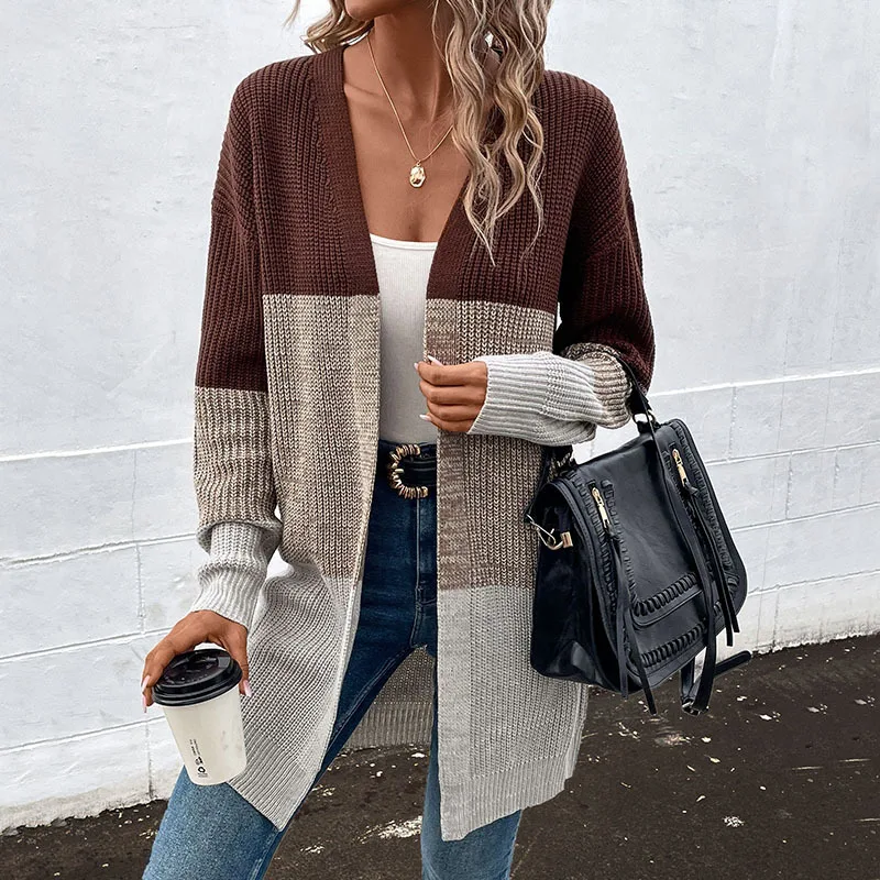 Women's Casual Loose Striped Long Sleeved Autumn/winter Cardigan Elegant Contrasting Color Knitwear Fashion Sweters Mujer 2023
Women's Casual Loose Striped Long Sleeved Autumn/winter Cardigan Elegant Contrasting Color Knitwear Fashion Sweters Mujer 2023