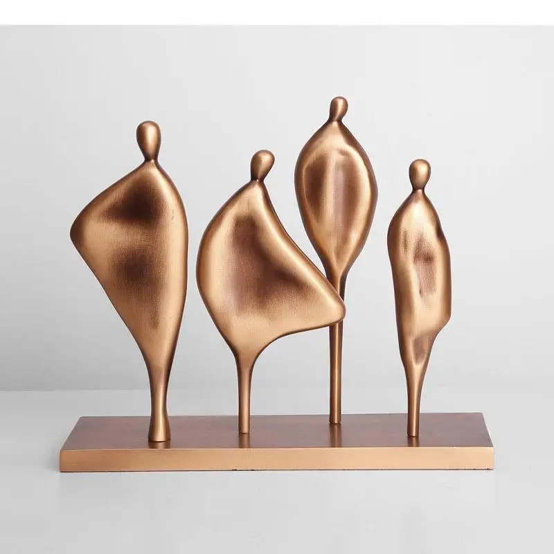 

Four Abstract Figures Statue Resin Artwork Ornaments Desk Decoration Golden Characters Resin Crafts Sculpture Modern Home Decor