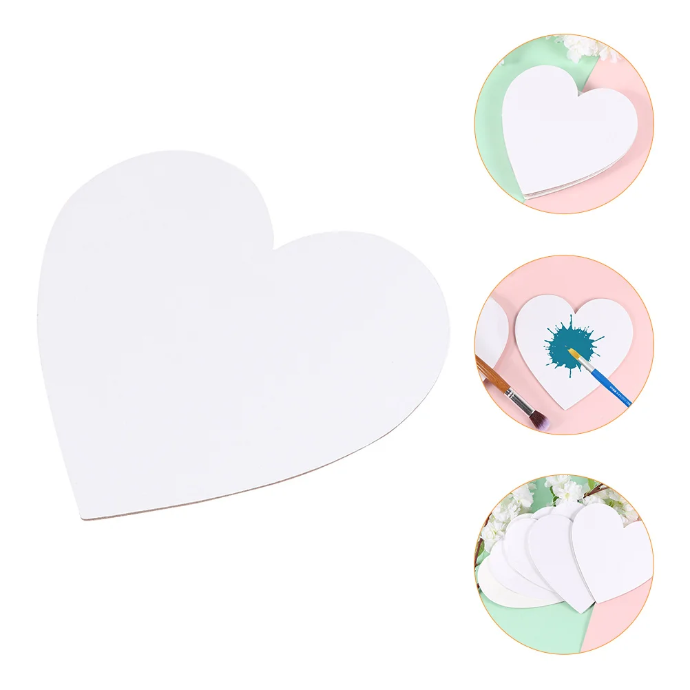 

6pcs Stretched Canvas Panels Heart Shape Small Cotton Canvas Boards DIY Blank Canvas Frame for Students Artist Oil Painting