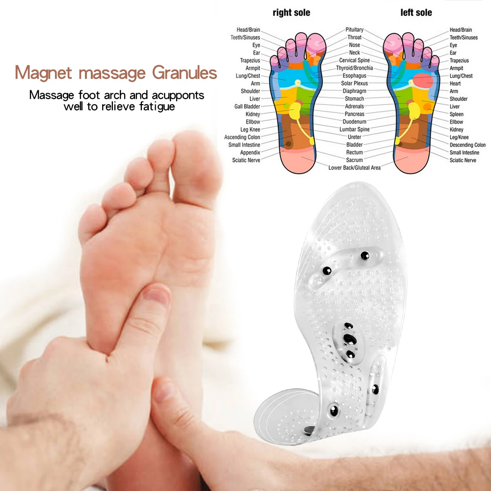 

Unisex Magnetic Massage Insoles Foot Acupressure Insole Point Therapy Promote Blood Circulation Transparent Shoe Pads