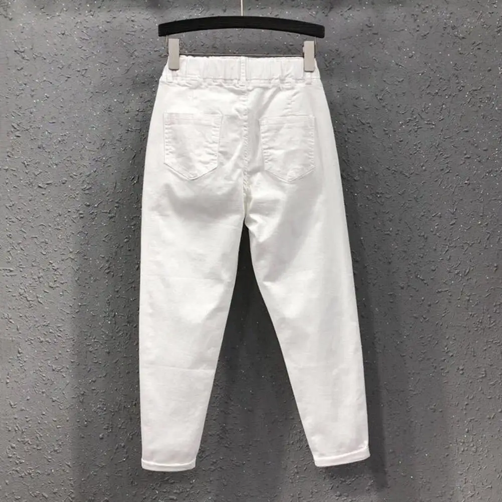Reinforced Seam Trousers Stylish Women's Casual Pants with Elastic Waist Pockets Mid-rise Harem Trousers in Solid for Streetwear
Reinforced Seam Trousers Stylish Women's Casual Pants with Elastic Waist Pockets Mid-rise Harem Trousers in Solid for Streetwear