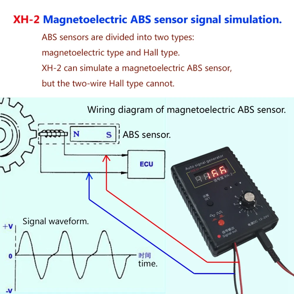 

XH-2 Auto Vehicle Signal Generator Car Hall Sensor and Crankshaft Position Sensor Signal Simulator Meter 2Hz to 8KHz