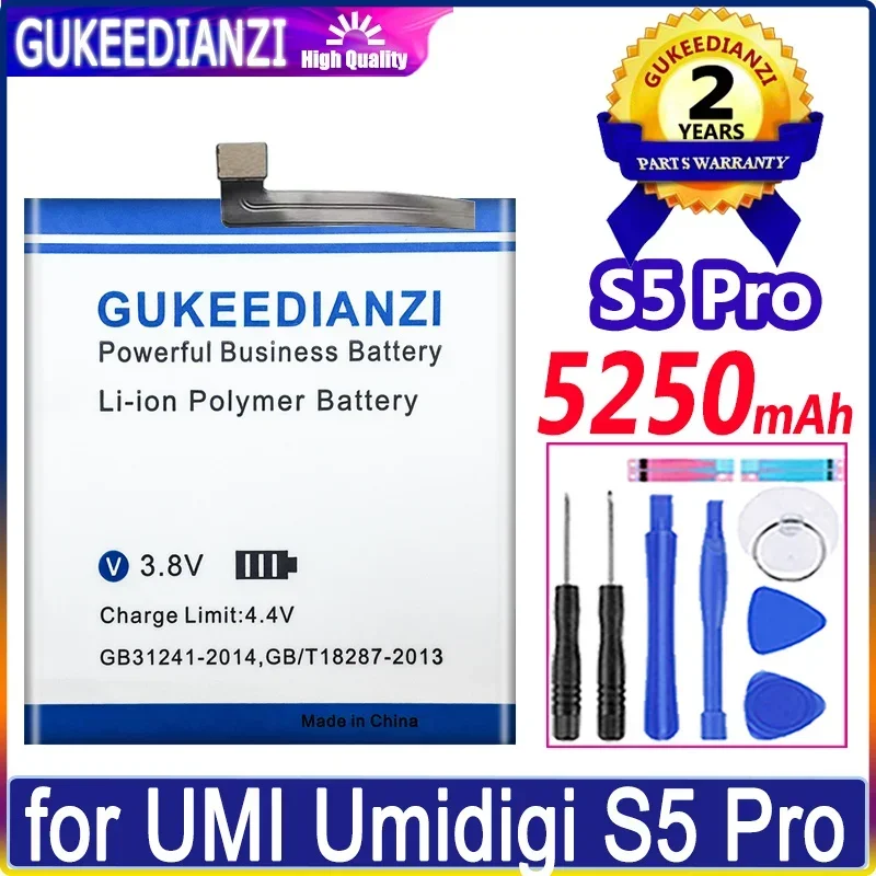 

New 5250mAh Hight Capacity for UMI Umidigi S5 Pro S5Pro Battery Cell Phone Replacement High Quality Batteries