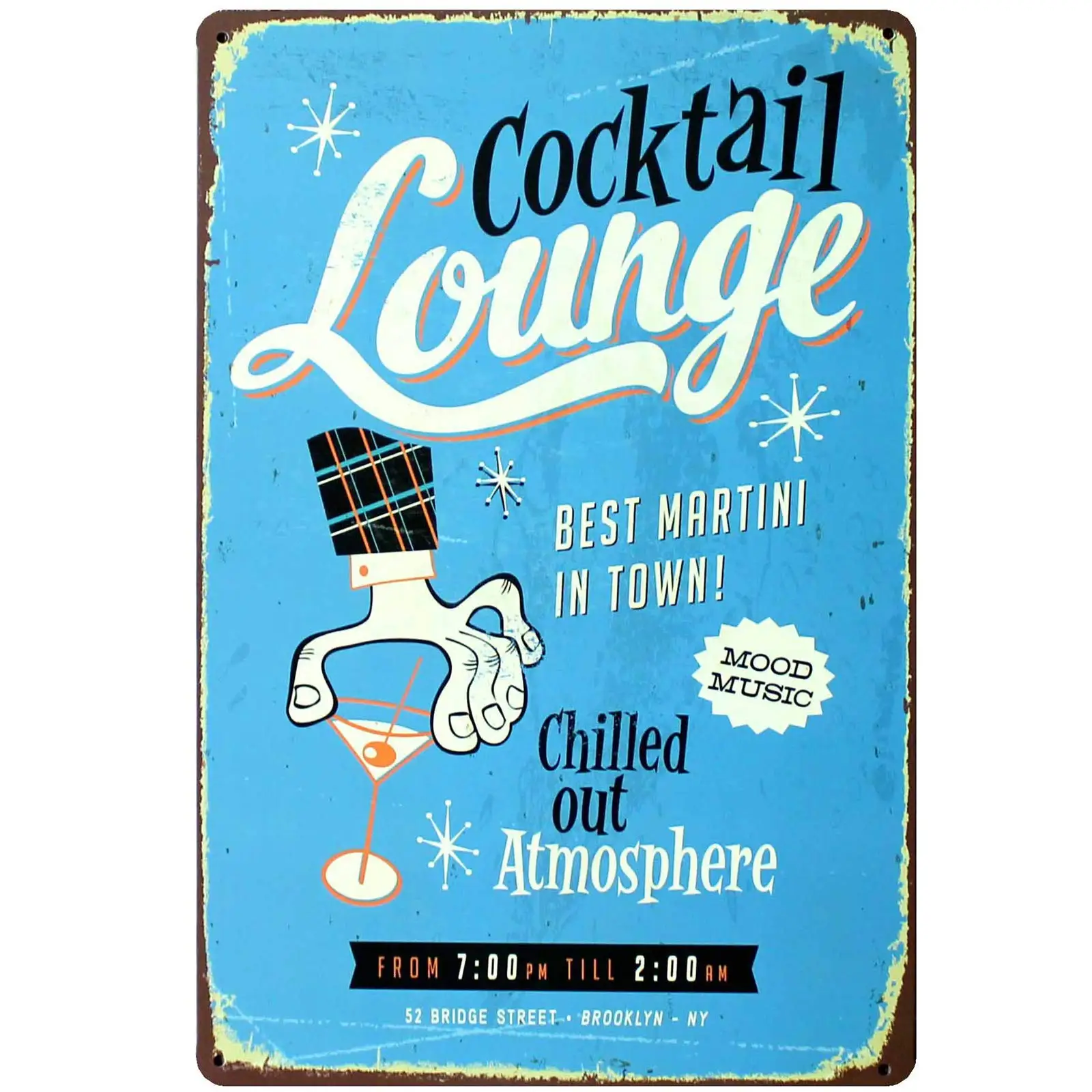 Retro Design Cocktail Lounge Metal Signs Wall Art | Thick Tinplate Print Poster Wall Decoration for Bar
Retro Design Cocktail Lounge Metal Signs Wall Art | Thick Tinplate Print Poster Wall Decoration for Bar