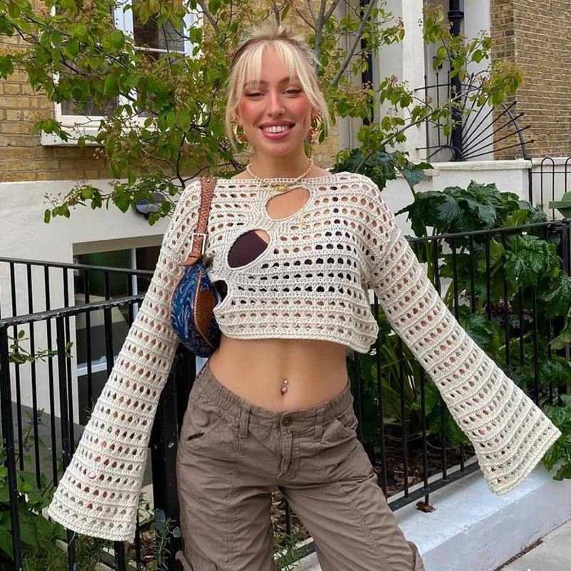 Y2K Hollow Out Cropped Knit Smock Top Women Vintage Loose Distressed Crochet Pullovers Crop Tops Fairy Grunge Sweater Cover-up
Y2K Hollow Out Cropped Knit Smock Top Women Vintage Loose Distressed Crochet Pullovers Crop Tops Fairy Grunge Sweater Cover-up