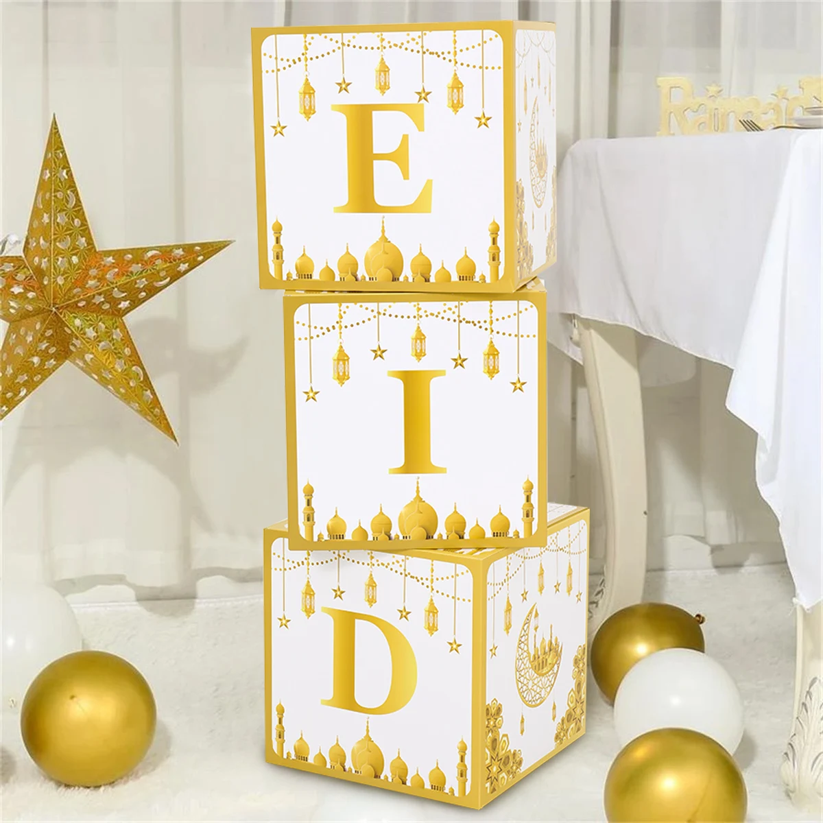 3Pcs Eid Mubarak Paper Letter Boxes Gold "EID" Letters Boxes with Moon Mosque Ramadan Mubarak Decoration 2024 Eid Al Adha Gifts
3Pcs Eid Mubarak Paper Letter Boxes Gold "EID" Letters Boxes with Moon Mosque Ramadan Mubarak Decoration 2024 Eid Al Adha Gifts