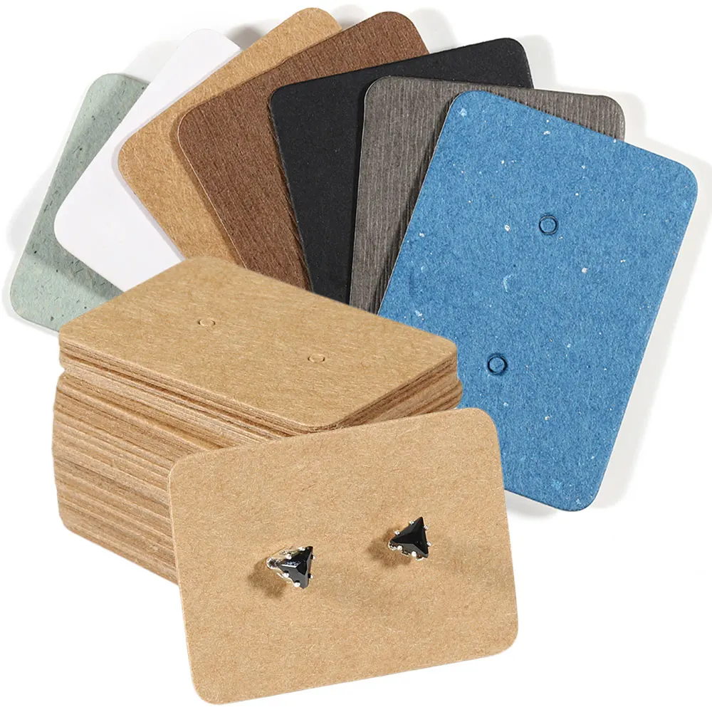

50pcs 2.5x3.5cm Earring Cards Kraft Paper Card Earring Display Tags Self-Seal Bags for DIY Jewelry Packaging Retail Price Lables