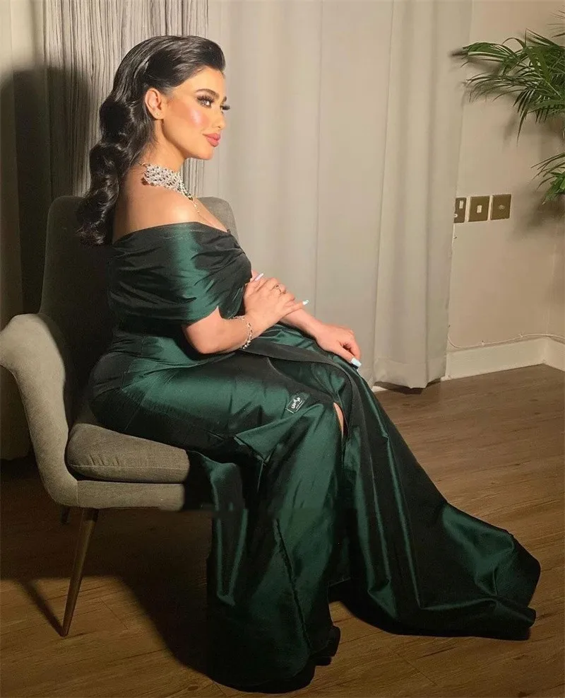 AsaNagi Emerald Green Taffeta Evening Dresses Off the Shoulder Short Split Dubai Arabic Women Formal Prom Occasion Party Dress
AsaNagi Emerald Green Taffeta Evening Dresses Off the Shoulder Short Split Dubai Arabic Women Formal Prom Occasion Party Dress