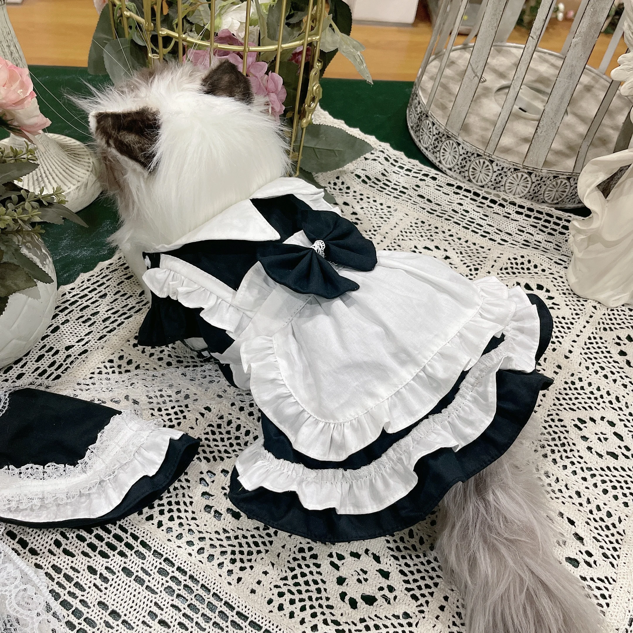

Pet items Cat Dog Rabbit Clothes Skirt Cute Maid Skirt cat dress Yorkshire Bichon Teddy cat accessories pet products