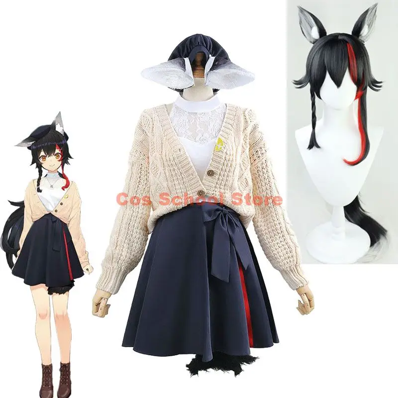 

Hololive Ookami Mio Cosplay Costume Gamers Vtuber Daily Casual Clothing Okami Mio Wig And Ear Headwear Halloween Virtual Anchor