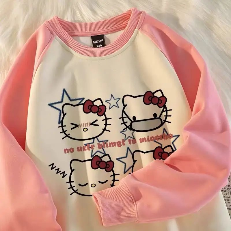 Hello kitty Kuromi pink cartoon sweatshirt animation creative stitching contrast color children's round neck printed sweatshirt
Hello kitty Kuromi pink cartoon sweatshirt animation creative stitching contrast color children's round neck printed sweatshirt