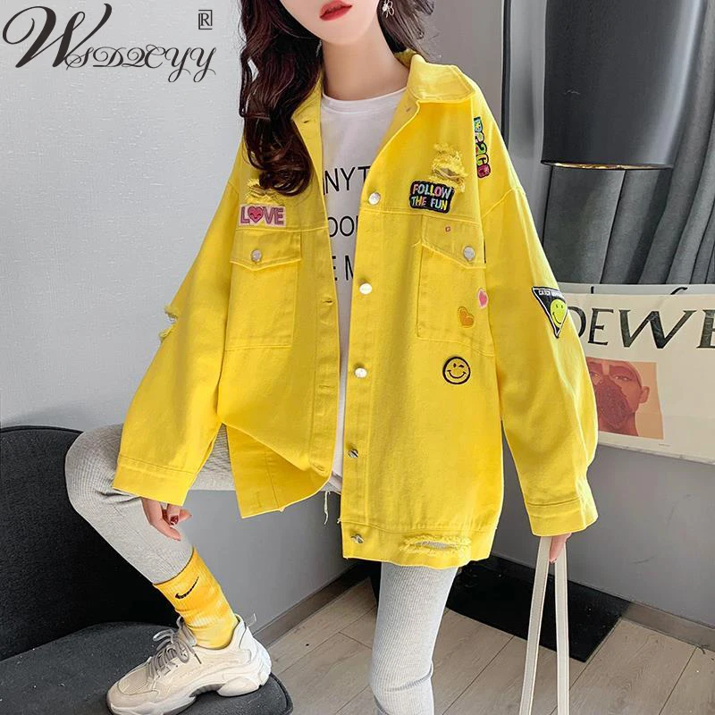 Women Holes Jean Jacket 2023 Spring Fashion Letter Print Cowboy Coat Harajuku Plus Size Outwear Chaqueta Vaquera
Women Holes Jean Jacket 2023 Spring Fashion Letter Print Cowboy Coat Harajuku Plus Size Outwear Chaqueta Vaquera