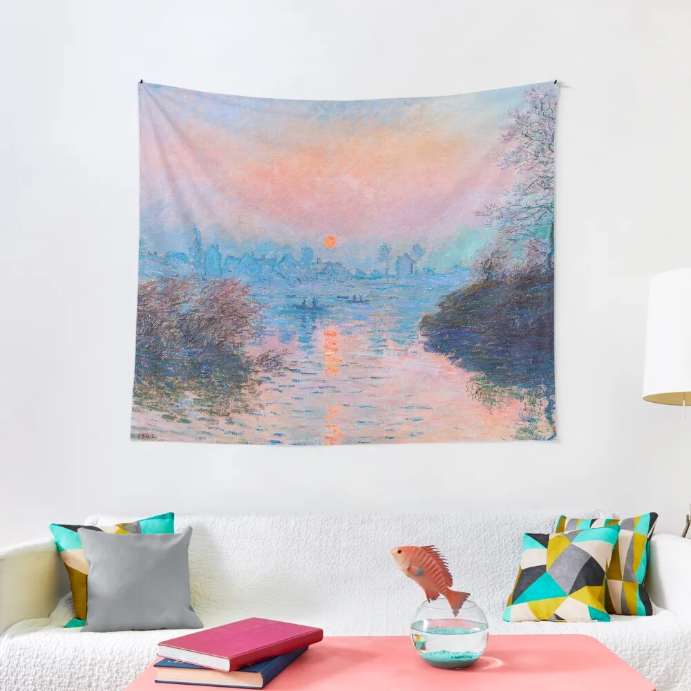 

Sunset on the Seine at Lavacourt Winter Effect by Claude Monet Tapestry Christmas Decoration Bedroom Decorations