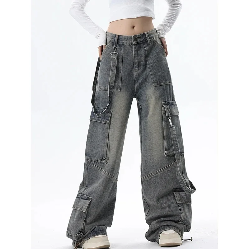

Women Baggy Cargo Jeans Vintage Oversize Cowboy Pants Harajuku High Waist Denim Trousers 90s Aesthetic Y2k 2000s Trashy Clothes