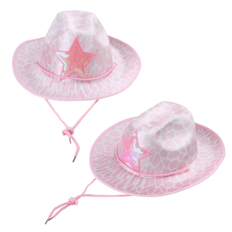 

Костюм в стиле вестерн, розовая ковбойская шляпа, кепка для косплея, орнамент, предметы домашнего обихода для детей унисекс, для