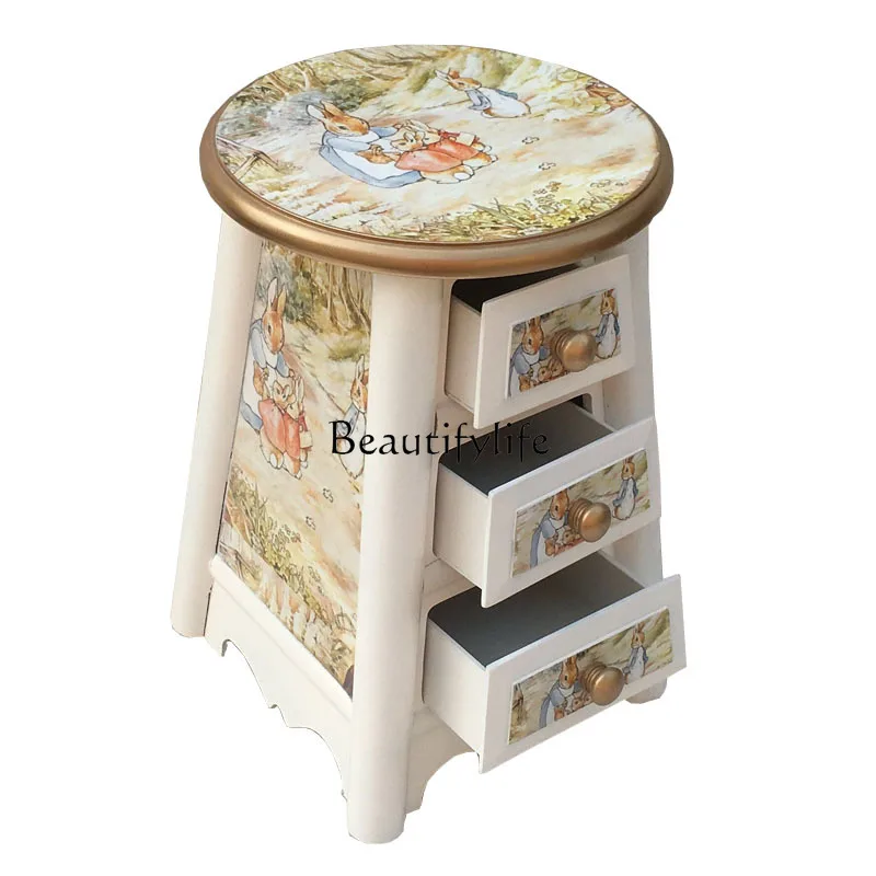 European-Style Pastoral Furniture Solid Wood Simplicity Retro Storage round Stool Bedroom Three-Drawer Dressing Stool
European-Style Pastoral Furniture Solid Wood Simplicity Retro Storage round Stool Bedroom Three-Drawer Dressing Stool