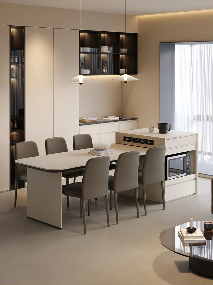 Scalable island dining table integrated household modern minimalist Italian minimalist small unit rock plate dining table
Scalable island dining table integrated household modern minimalist Italian minimalist small unit rock plate dining table